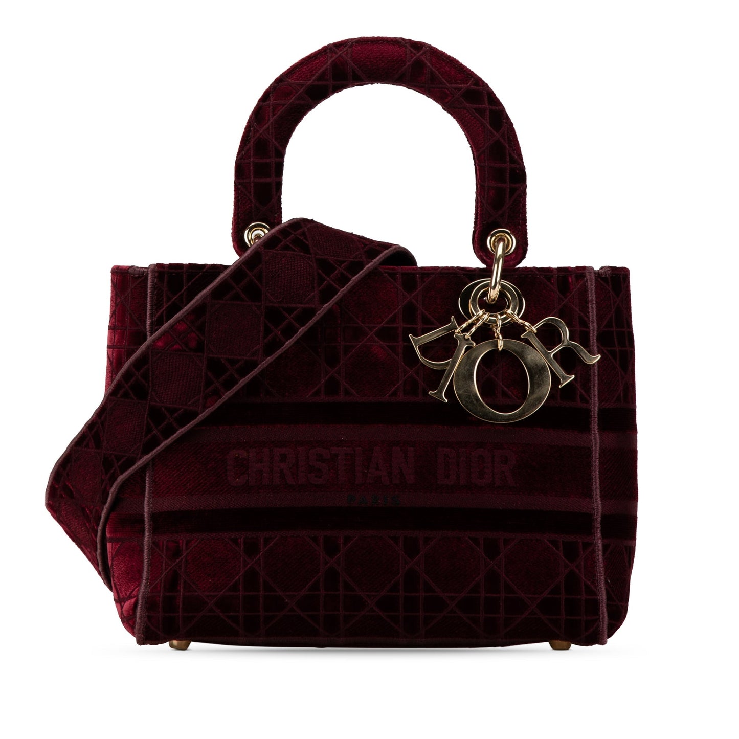 Dior Medium Velvet Cannage Lady D Lite Red