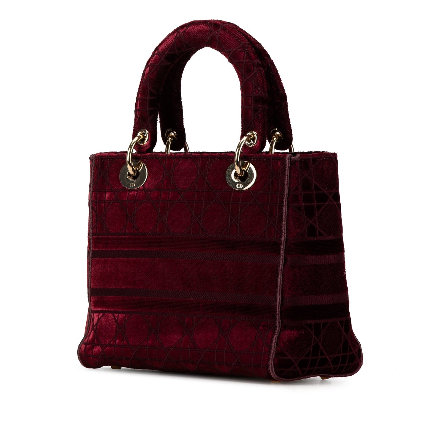 Dior Medium Velvet Cannage Lady D Lite Red