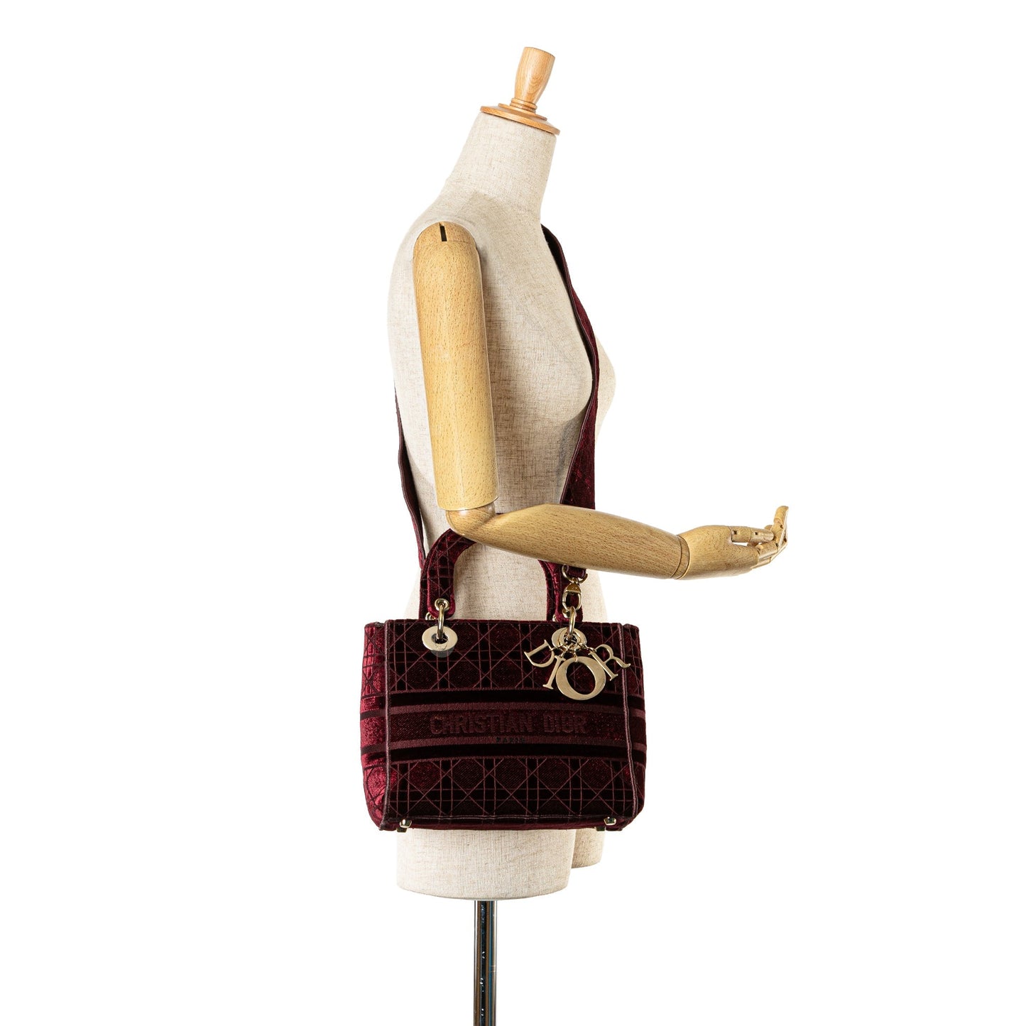 Dior Medium Velvet Cannage Lady D Lite Red