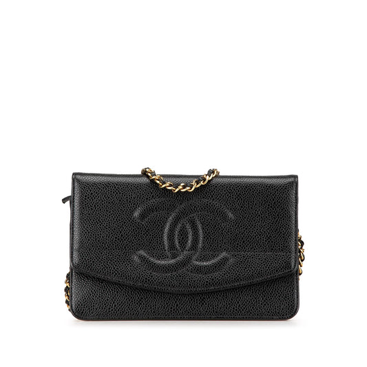 Chanel CC Caviar Wallet on Chain Black