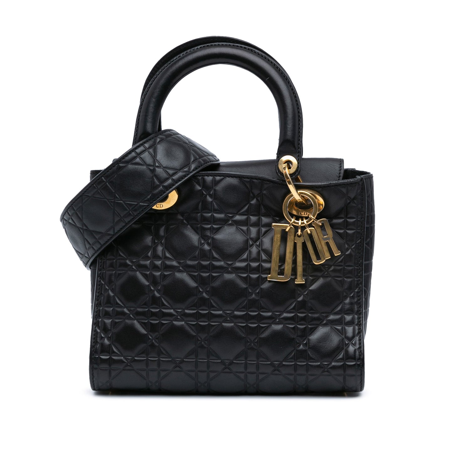 Dior Medium Lambskin Cannage Supple Lady Dior Black