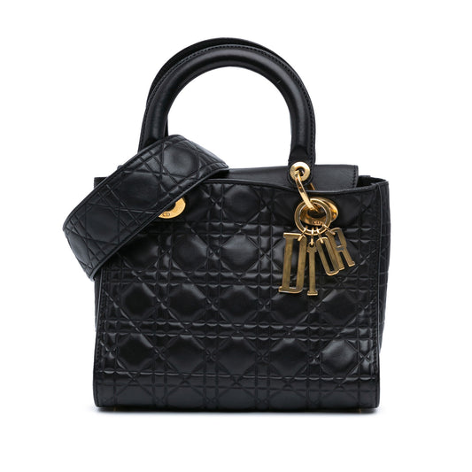 Dior Medium Lambskin Cannage Supple Lady Dior Black