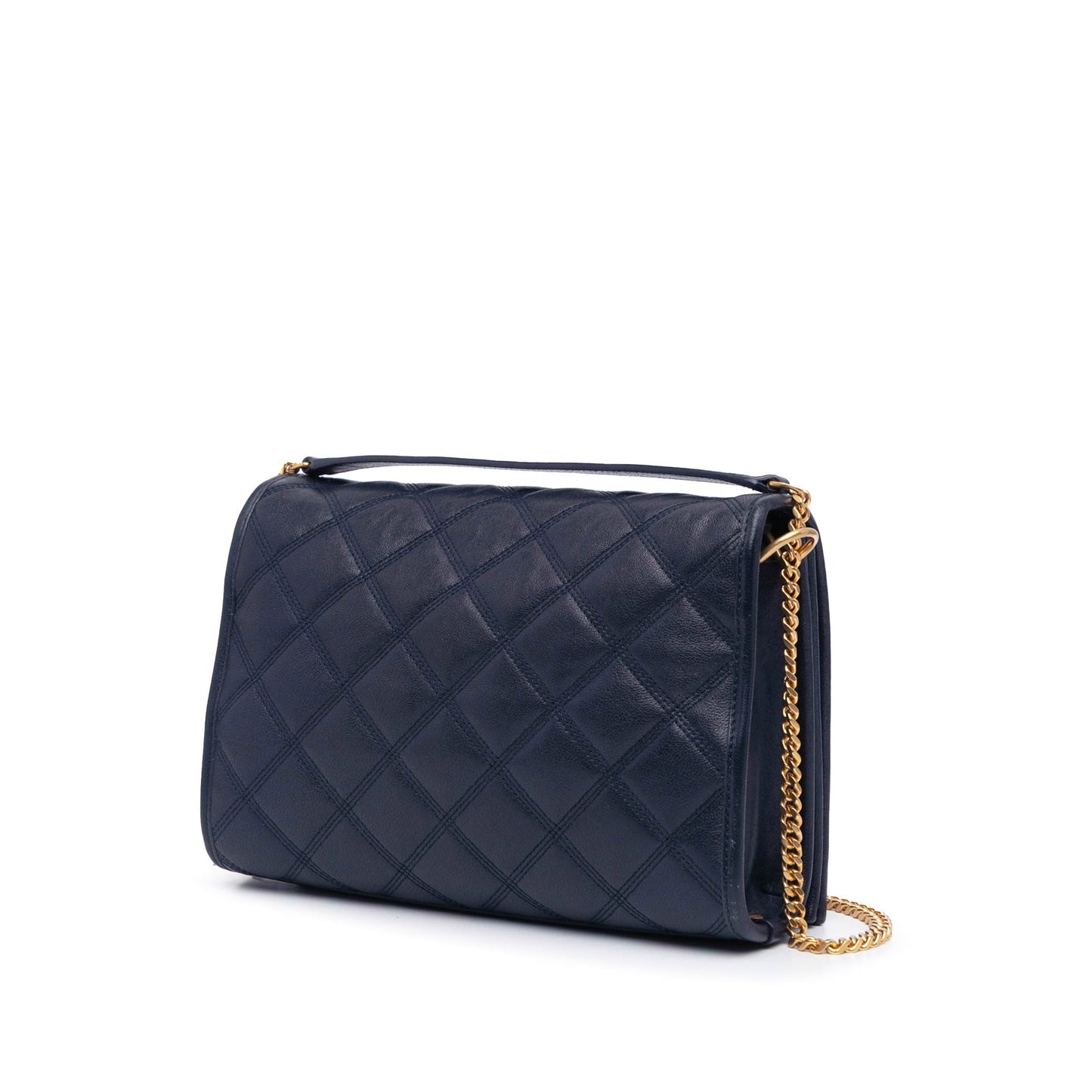 Saint Laurent Small Lambskin Becky Chain Shoulder Bag Blue
