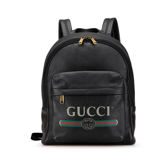 Gucci Leather Logo Backpack Black