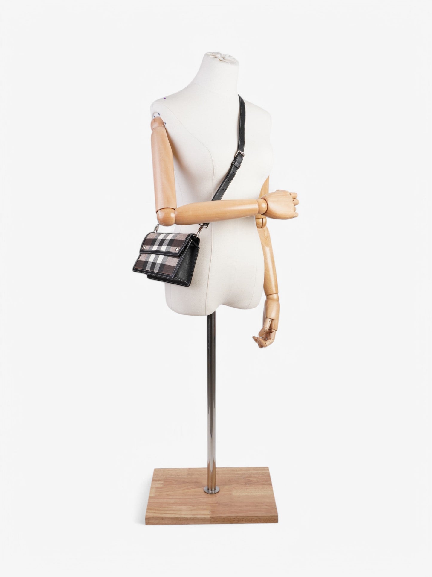 Burberry Crossbody Bag Dark Check Coated Canvas 13cm x 5cm x 20cm