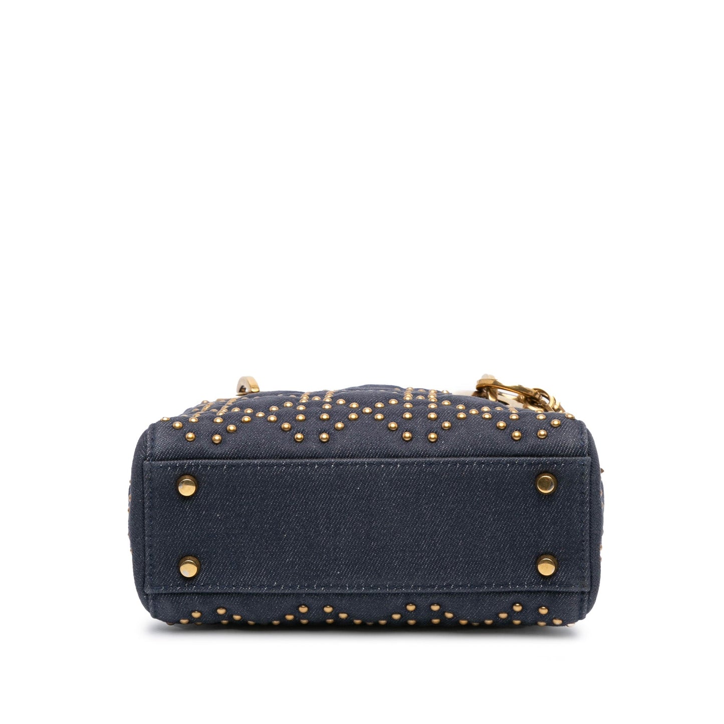 Dior Mini Denim Cannage Studded Supple Lady Dior Blue