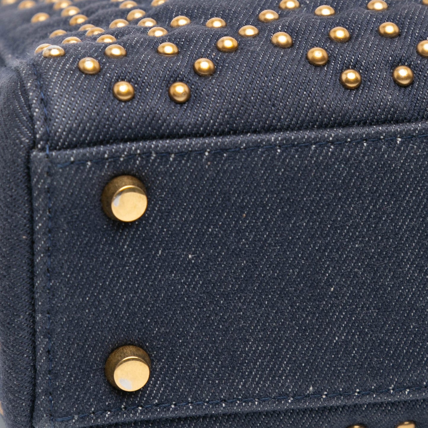 Dior Mini Denim Cannage Studded Supple Lady Dior Blue