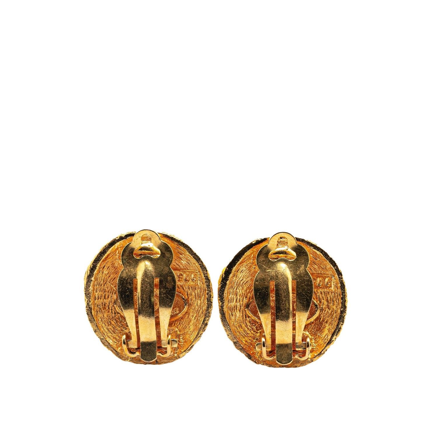 Chanel Gold Plated CC Round Clip on Earrings Gold