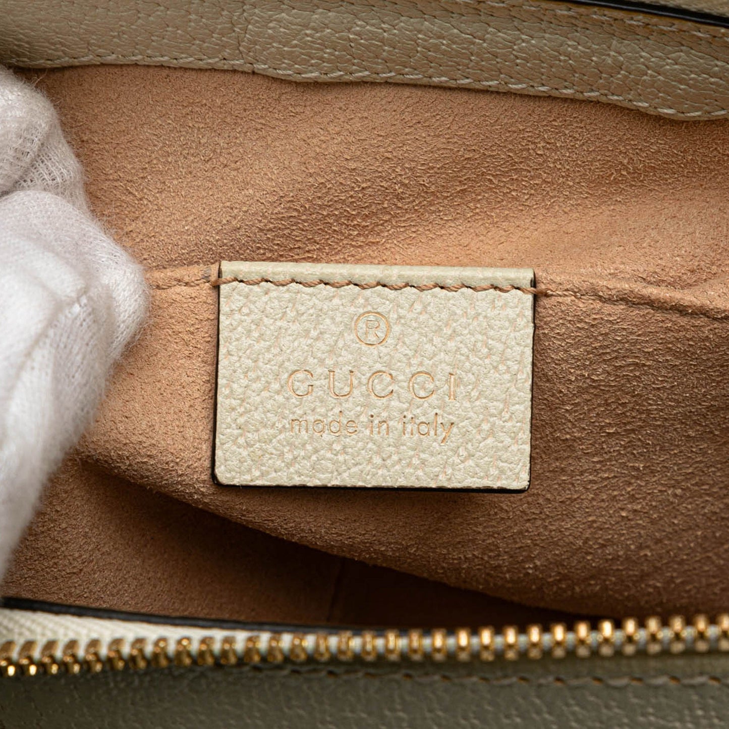 Gucci Small Leather Ophidia Satchel White