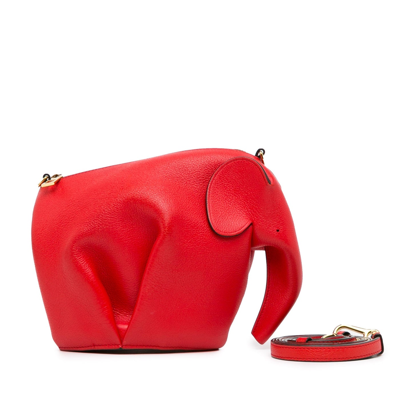 LOEWE Mini Leather Elephant Crossbody Red