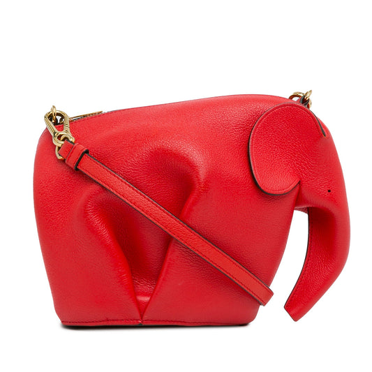 LOEWE Mini Leather Elephant Crossbody Red