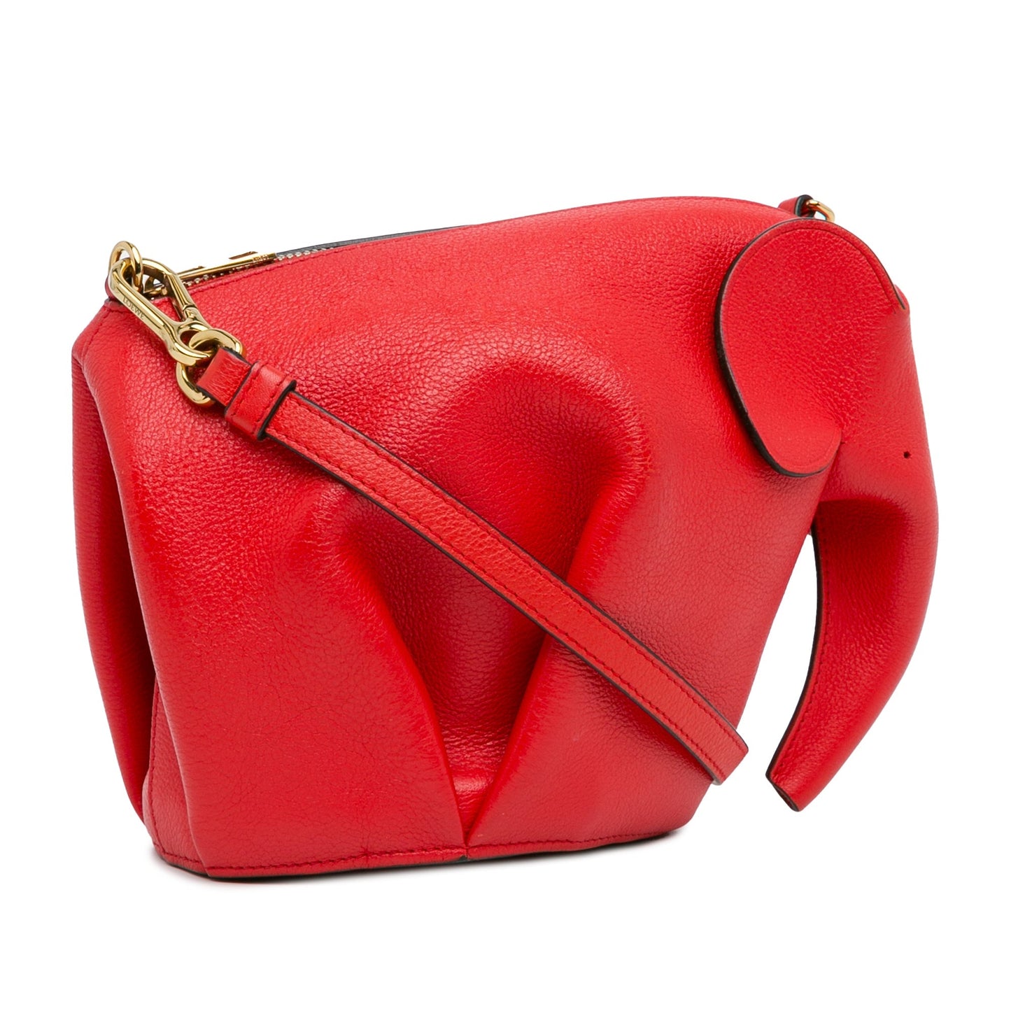 LOEWE Mini Leather Elephant Crossbody Red