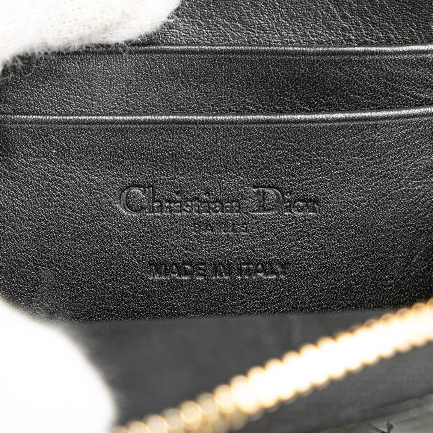 Dior Patent Cannage Lady Dior Call'in Phone Holder Black
