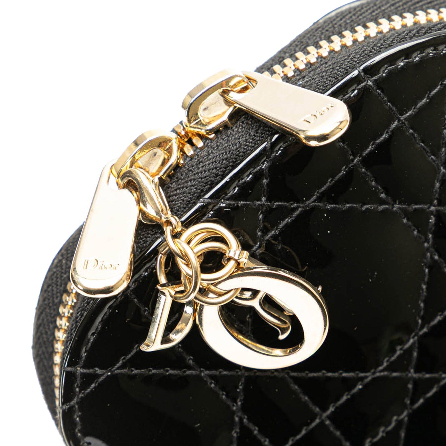 Dior Patent Cannage Lady Dior Call'in Phone Holder Black