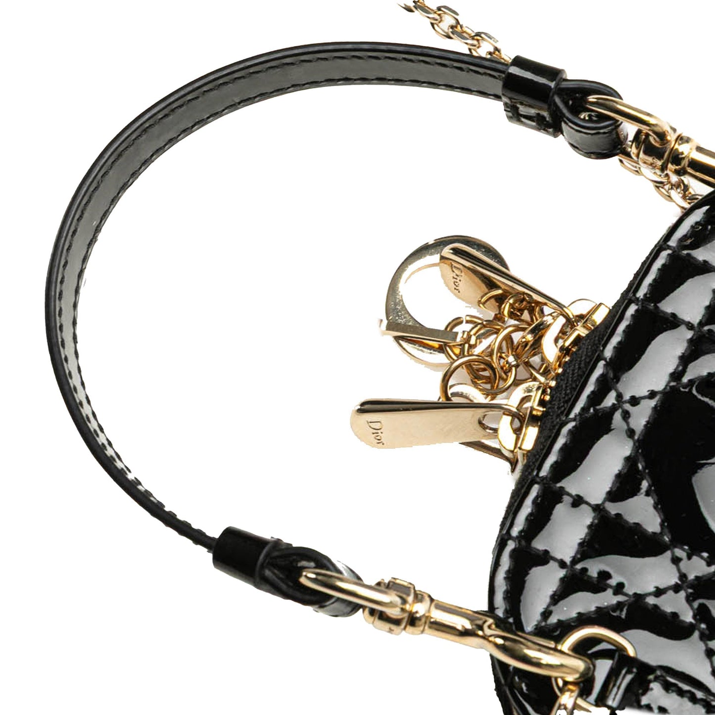Dior Patent Cannage Lady Dior Call'in Phone Holder Black