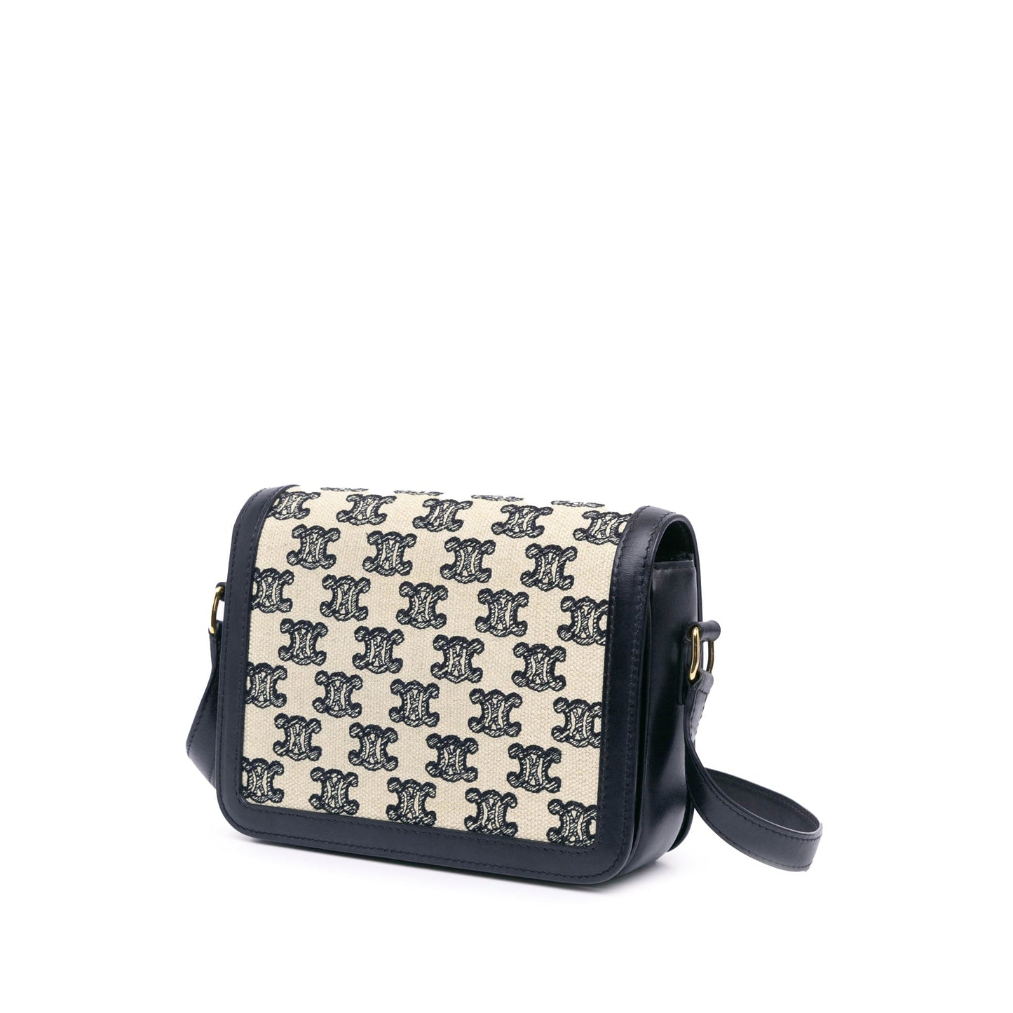 Celine Teen Embroidered Canvas Triomphe Crossbody White