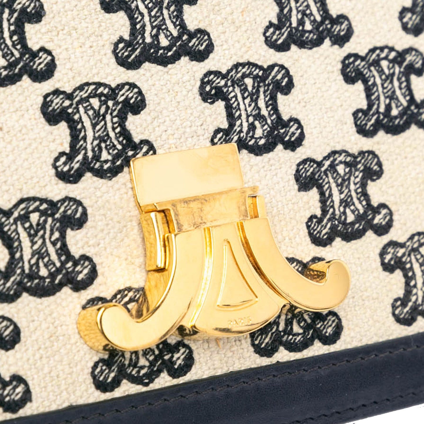Celine Teen Embroidered Canvas Triomphe Crossbody White