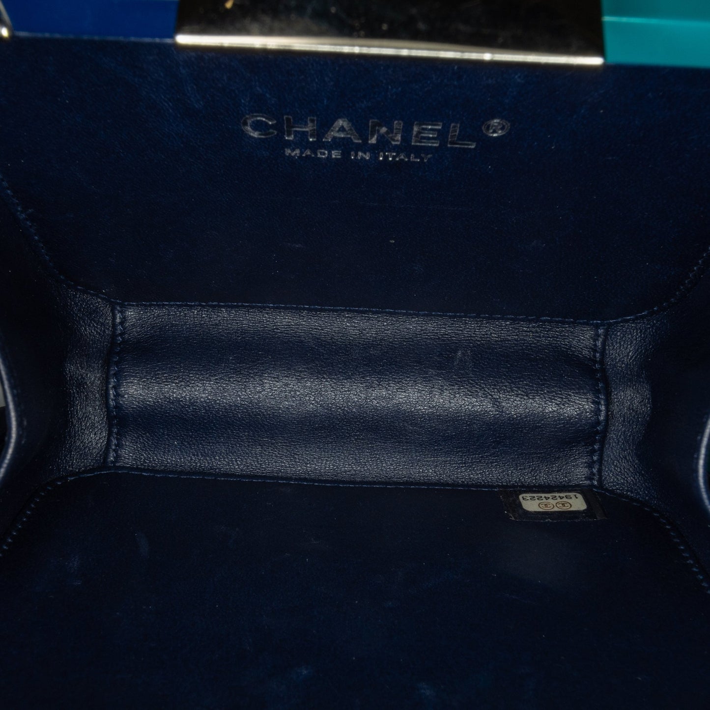 Chanel CC Ombre Acrylic Clutch on Chain Blue