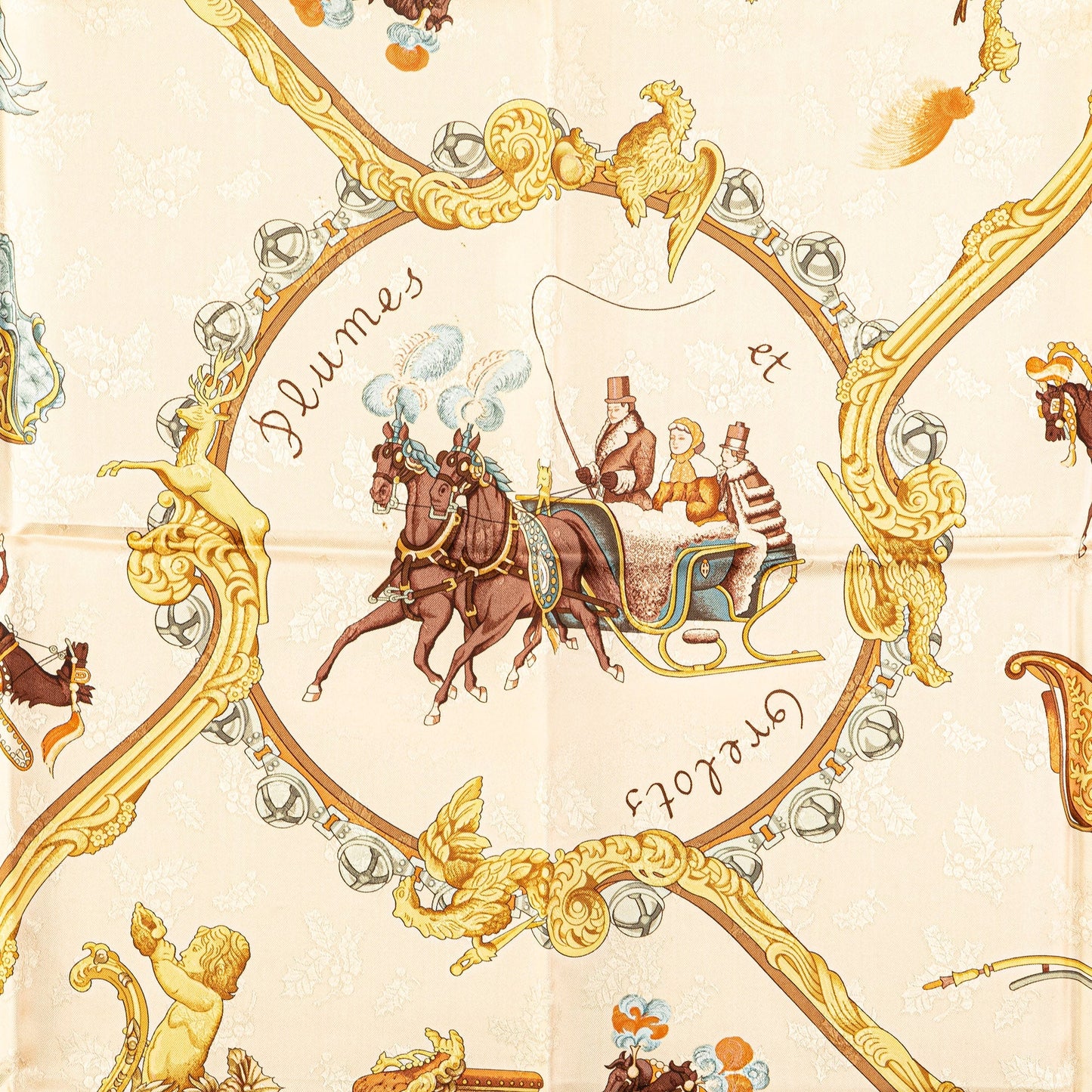 Sattars Plumes Et Grelots Silk Scarf Brown