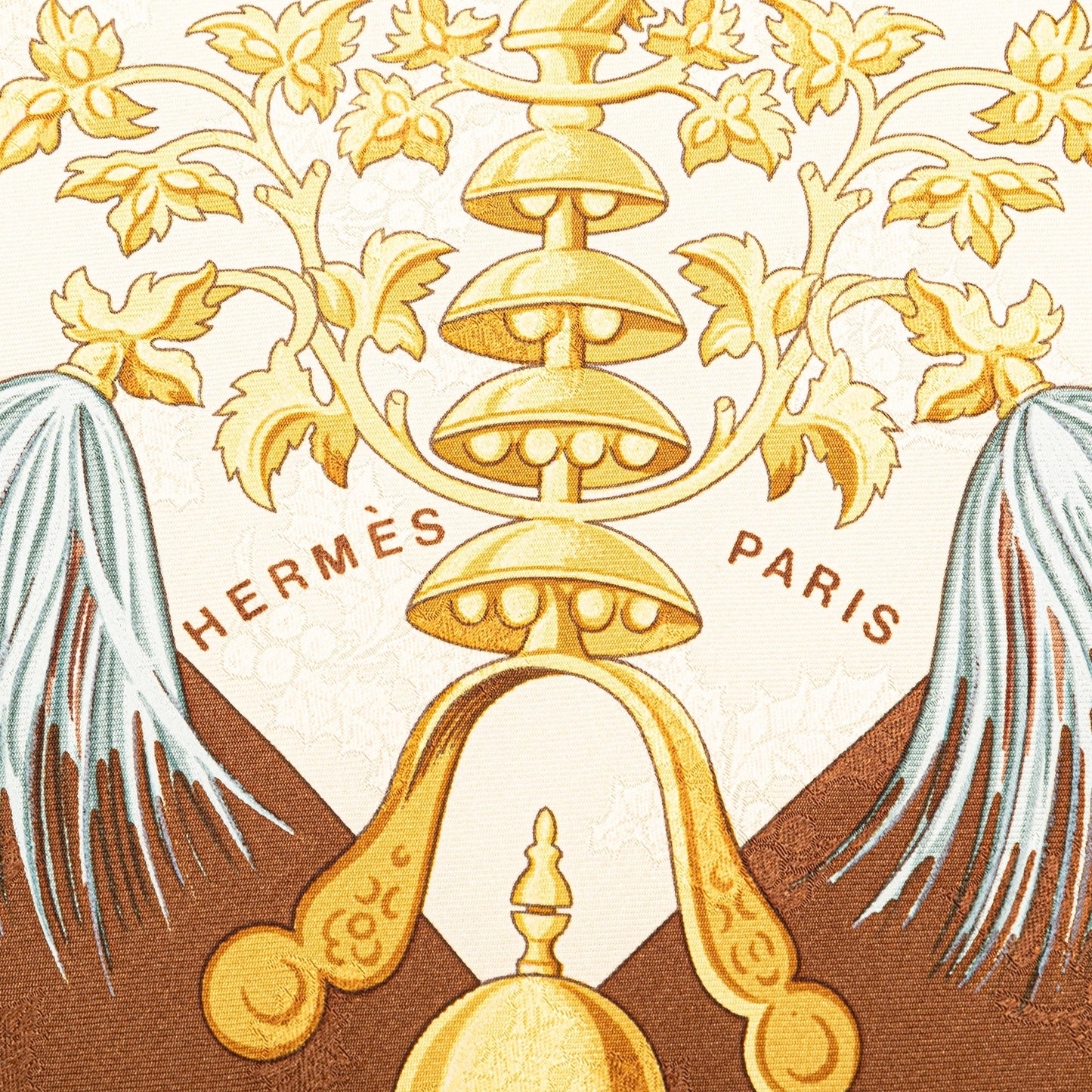 Sattars Plumes Et Grelots Silk Scarf Brown