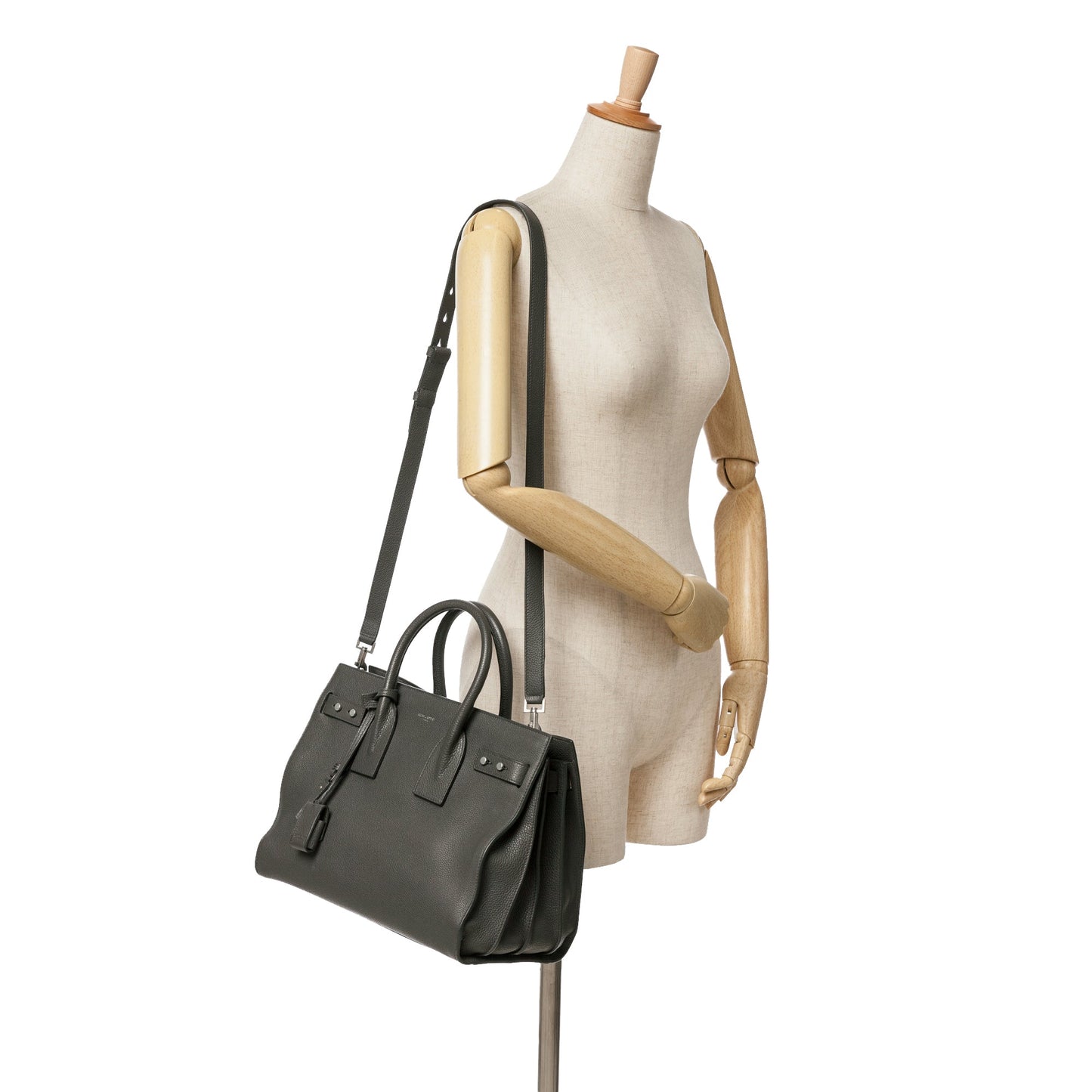 Saint Laurent Small Leather Sac De Jour Satchel Gray