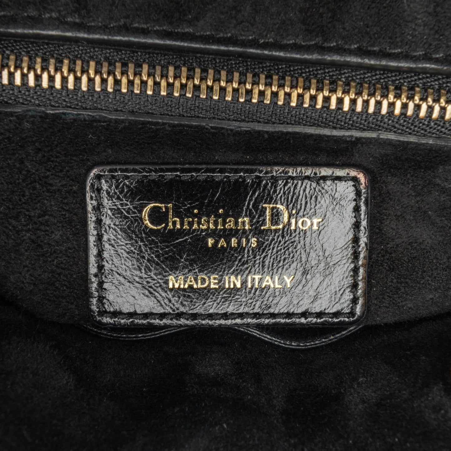 Dior Small Crinkled Patent Cannage Lucky Badges My Lady Dior Black