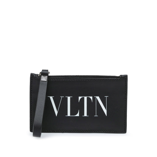 Valentino Leather VLTN Zip Card Holder Black