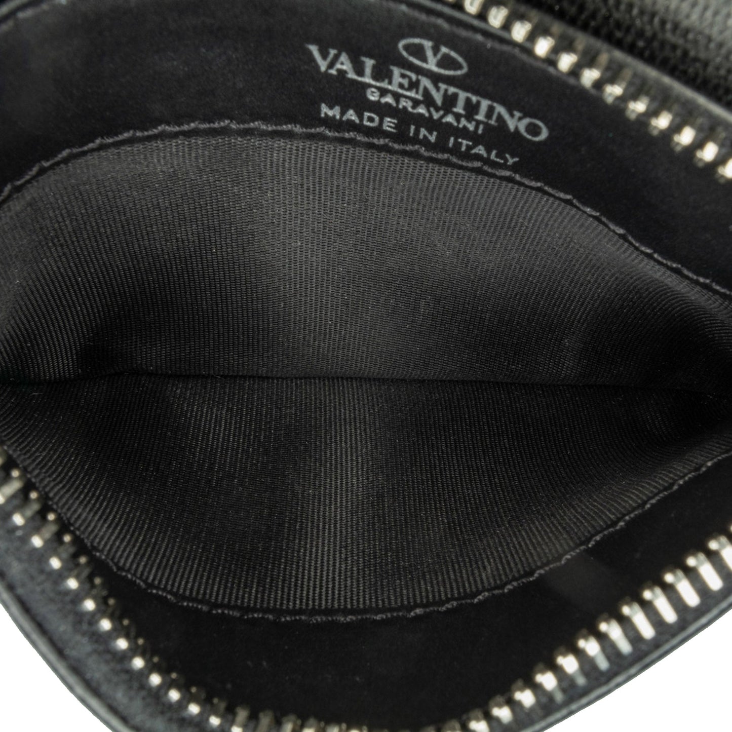 Valentino Leather VLTN Zip Card Holder Black