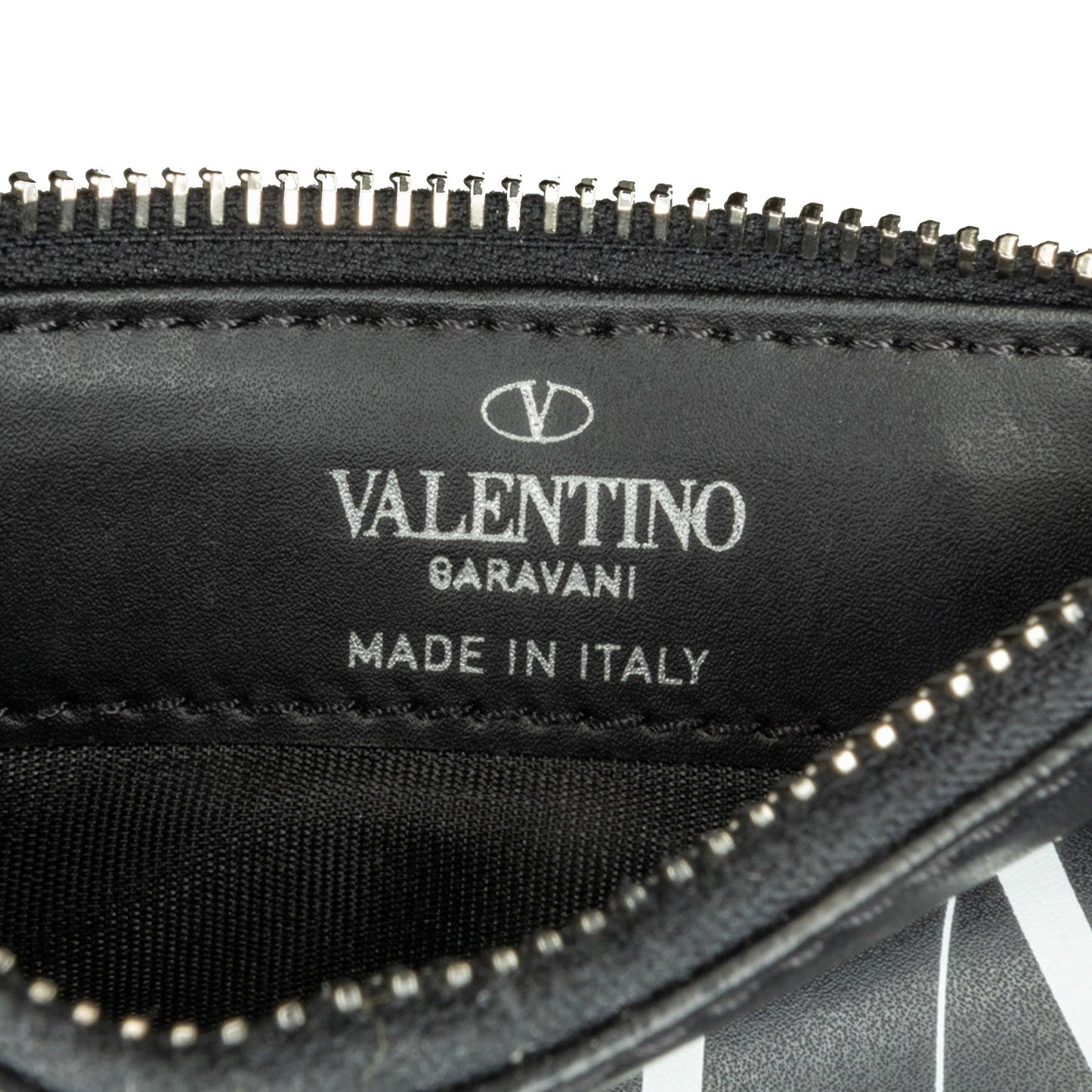 Valentino Leather VLTN Zip Card Holder Black
