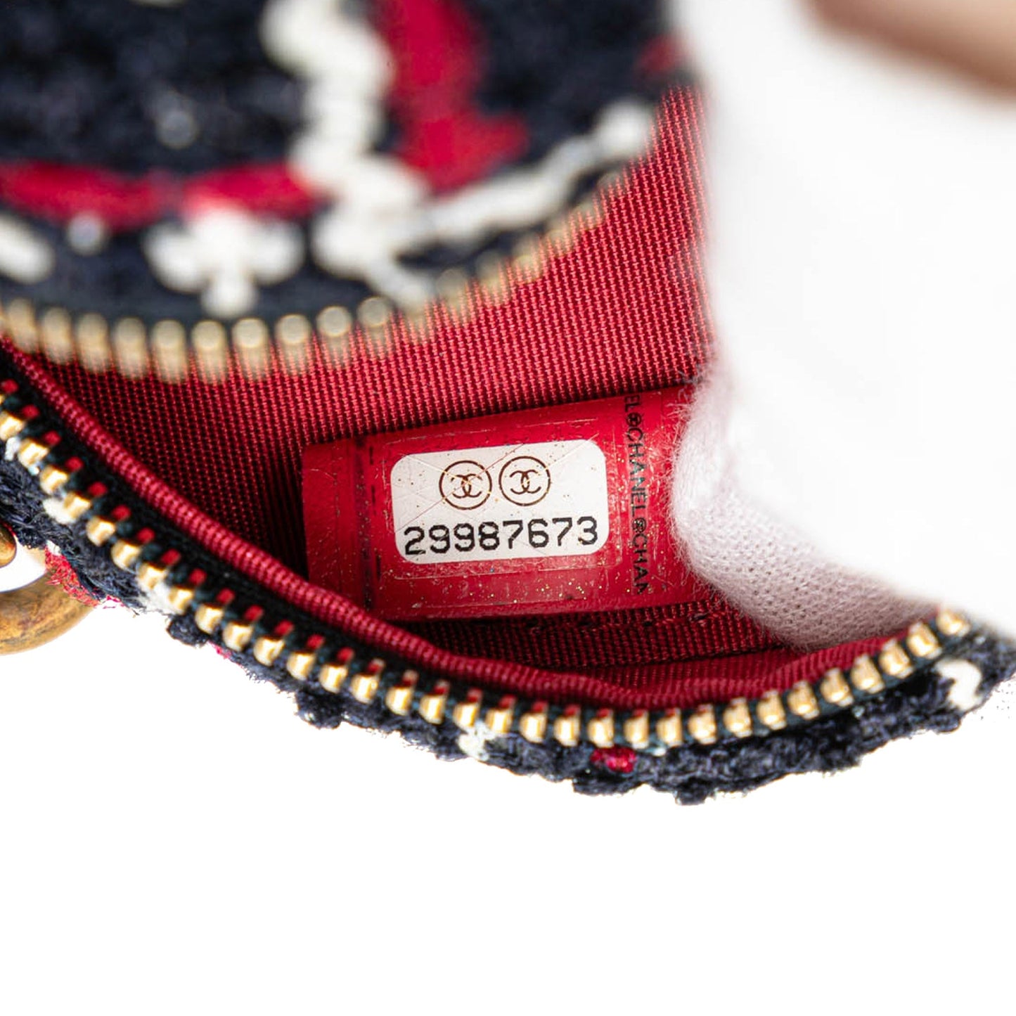 Chanel Tweed 19 Round Clutch with Chain Blue