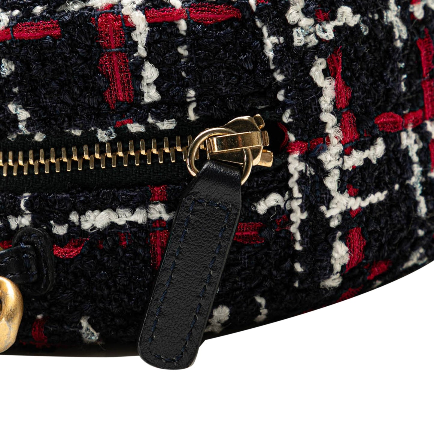 Chanel Tweed 19 Round Clutch with Chain Blue