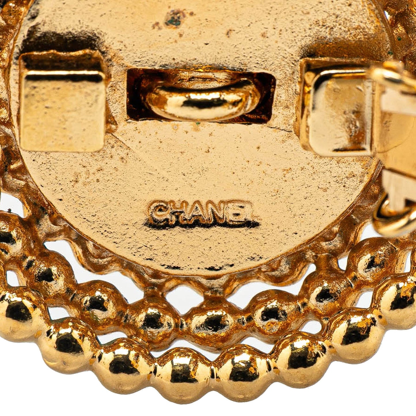 Chanel Gold Plated CC Round Clip on Earrings Gold