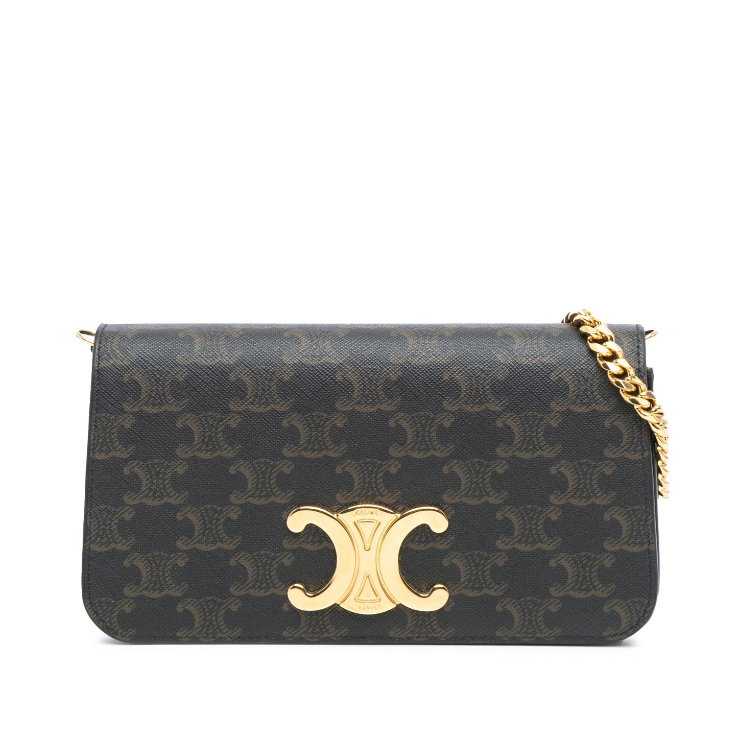 Celine Triomphe Coated Canvas Multi Pochette Brown