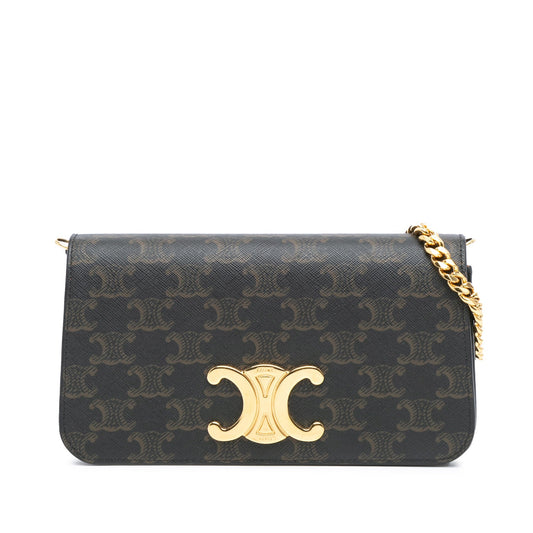 Celine Triomphe Coated Canvas Multi Pochette Brown