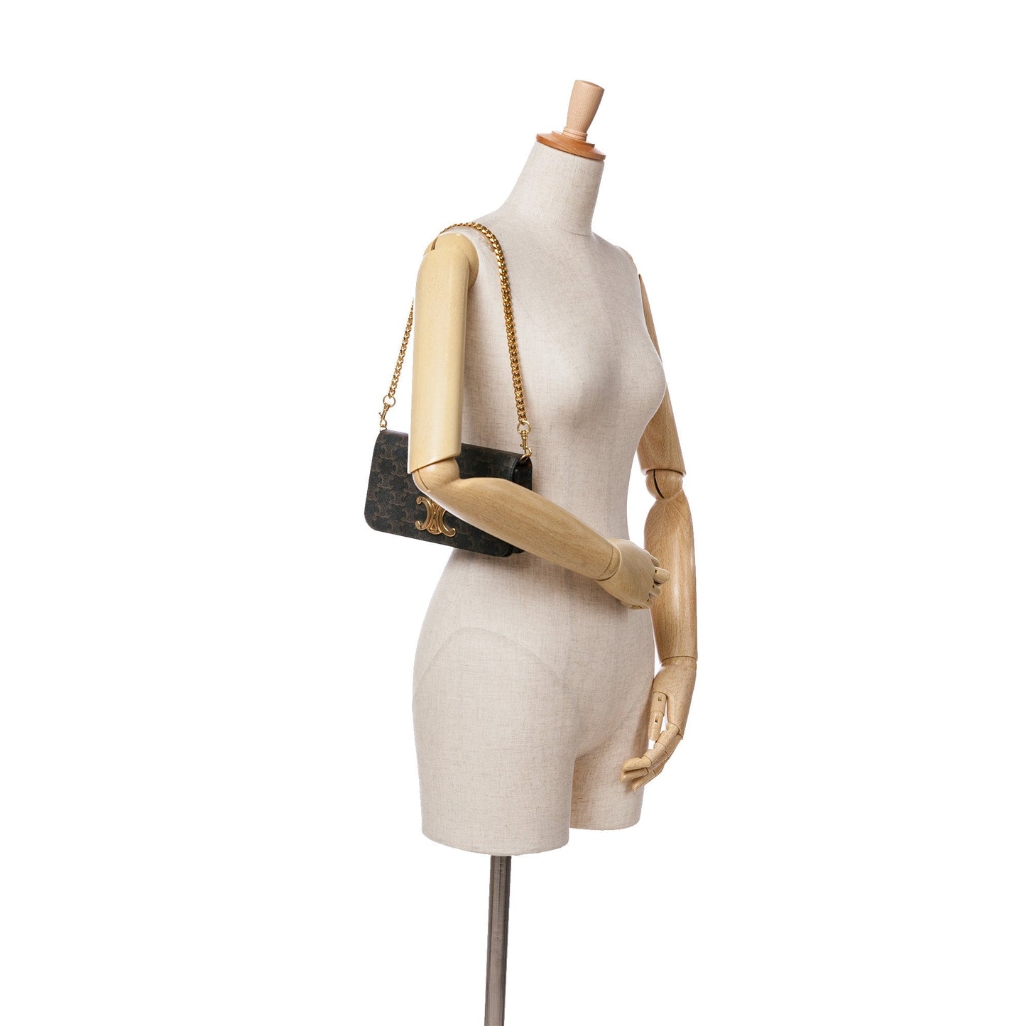 Celine Triomphe Coated Canvas Multi Pochette Brown