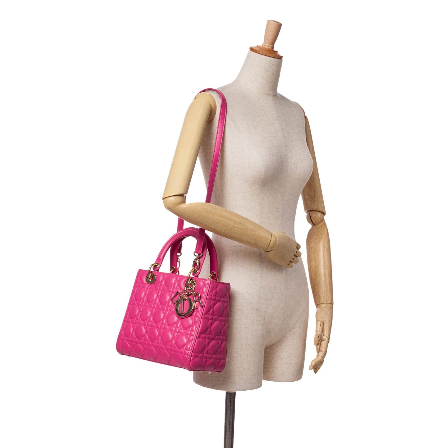 Dior Medium Lambskin Cannage Lady Dior Pink