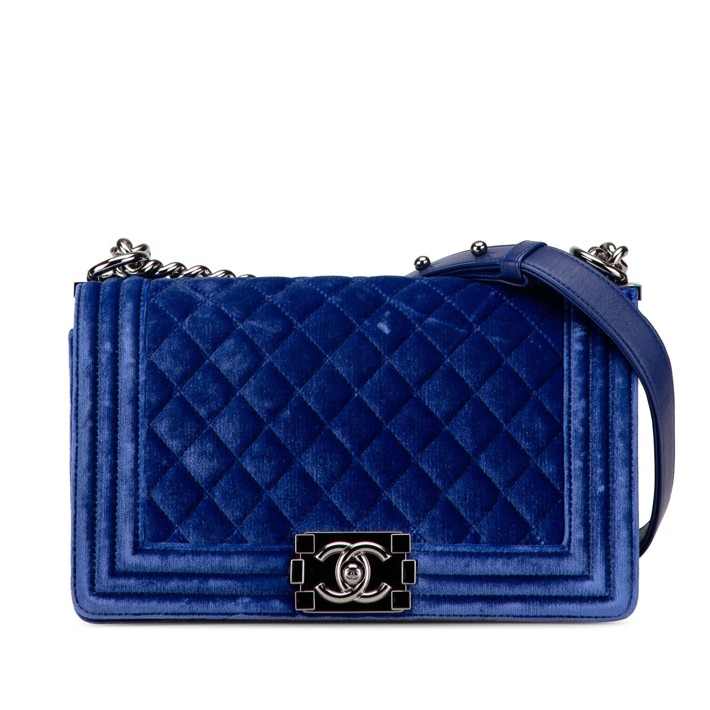Chanel Medium Quilted Velvet Boy Flap Blue