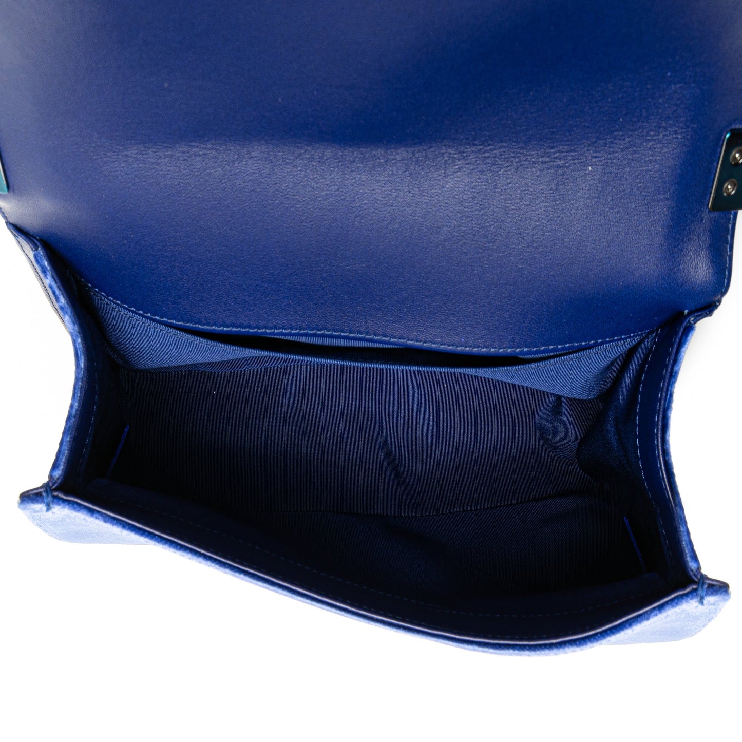 Chanel Old Medium Quilted Velvet Boy Flap Blue