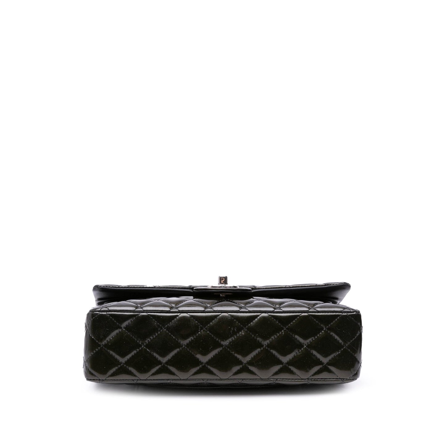 Chanel Medium Classic Striped Patent Double Flap Black