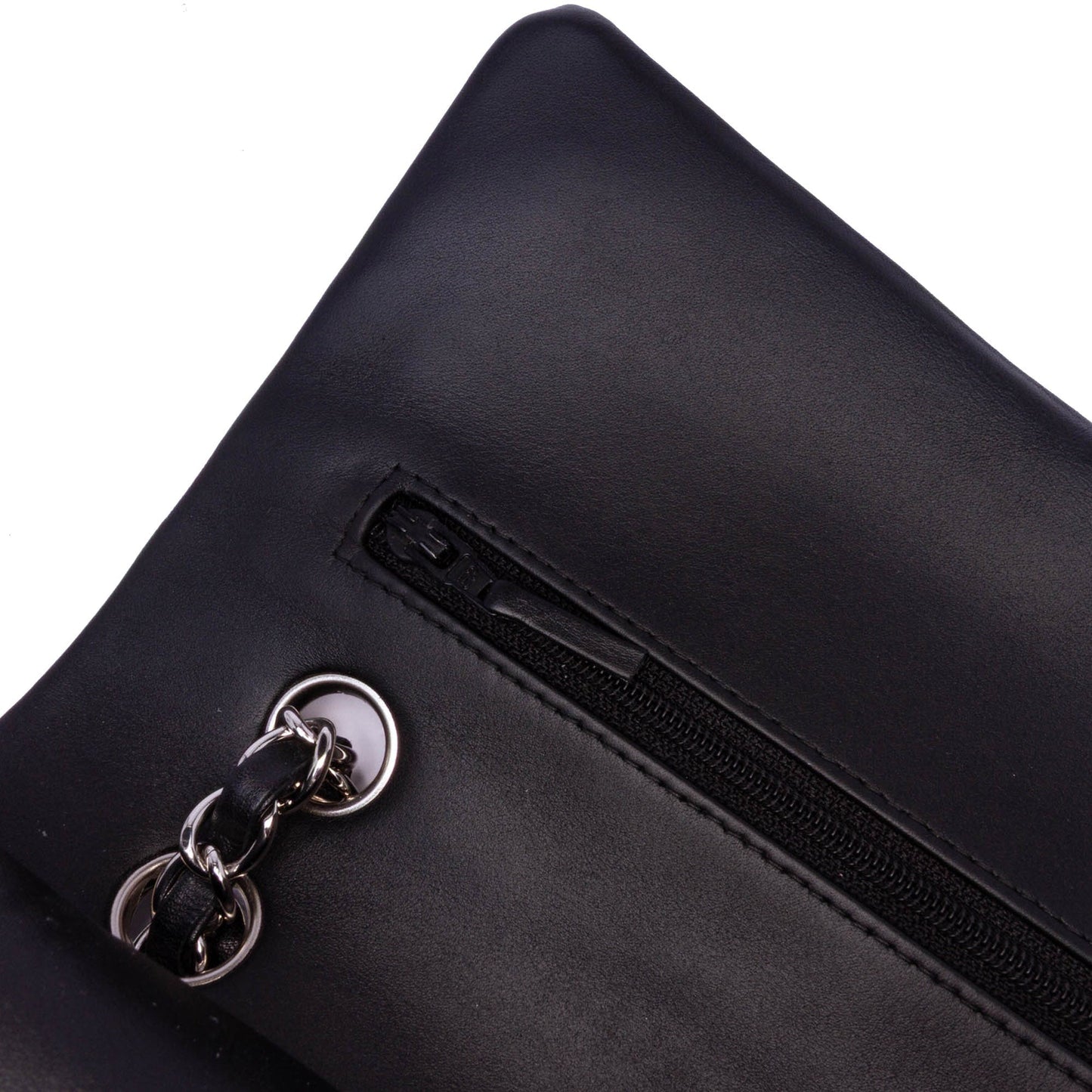 Chanel Medium Classic Striped Patent Double Flap Black