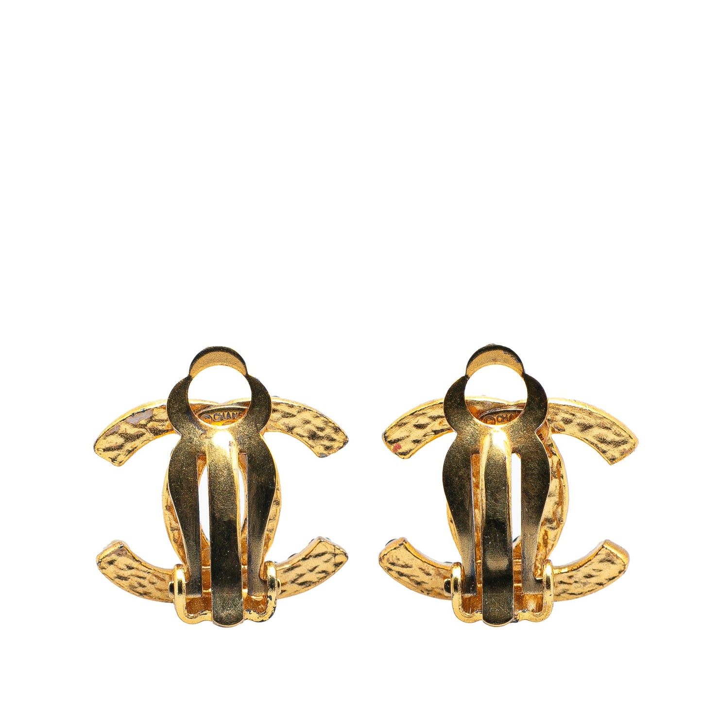 Chanel Gold Plated CC Faux Pearl and Rhinestones Clip On Earrings Gold