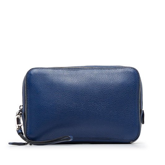 Prada Vitello Daino Clutch Bag Blue