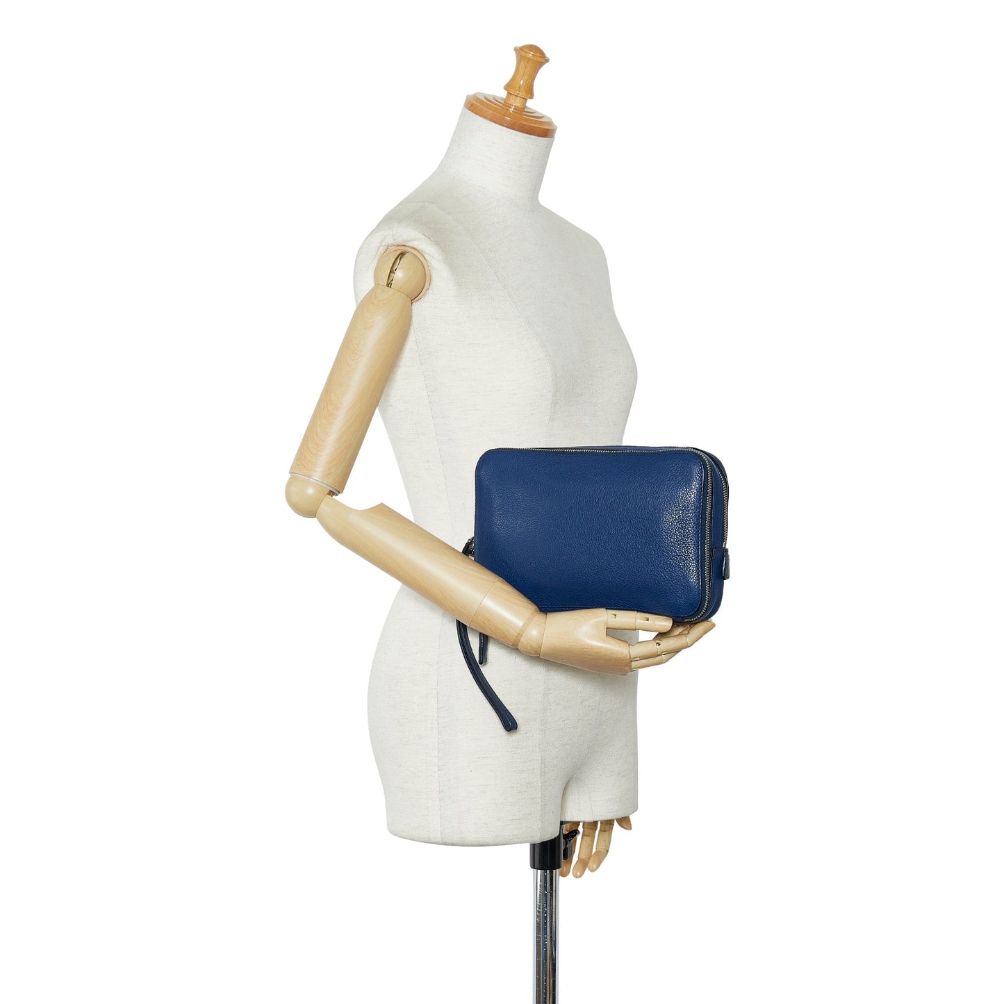 Prada Vitello Daino Clutch Bag Blue