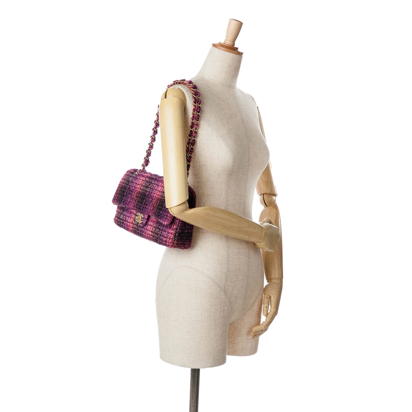 Chanel Medium Classic Tweed Double Flap Purple