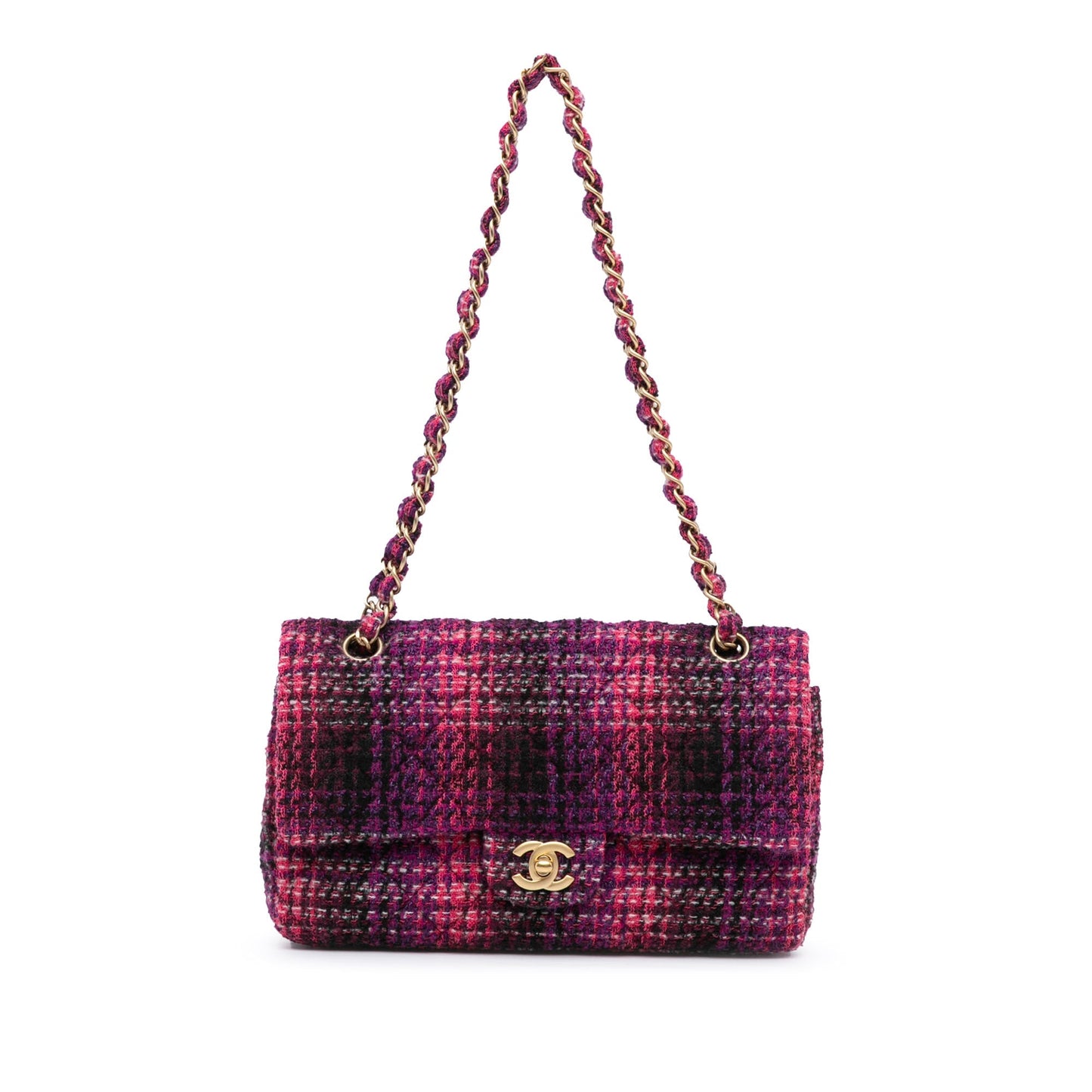 Chanel Medium Classic Tweed Double Flap Purple