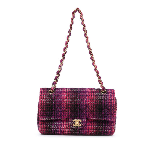Chanel Medium Classic Tweed Double Flap Purple