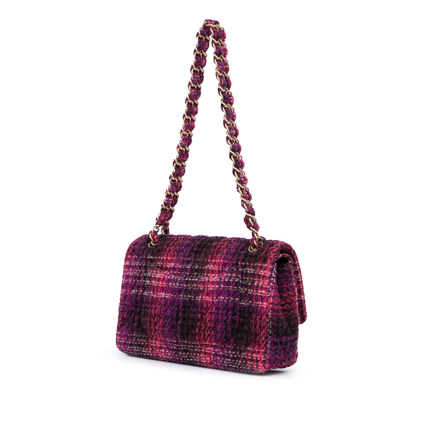 Chanel Medium Classic Tweed Double Flap Purple