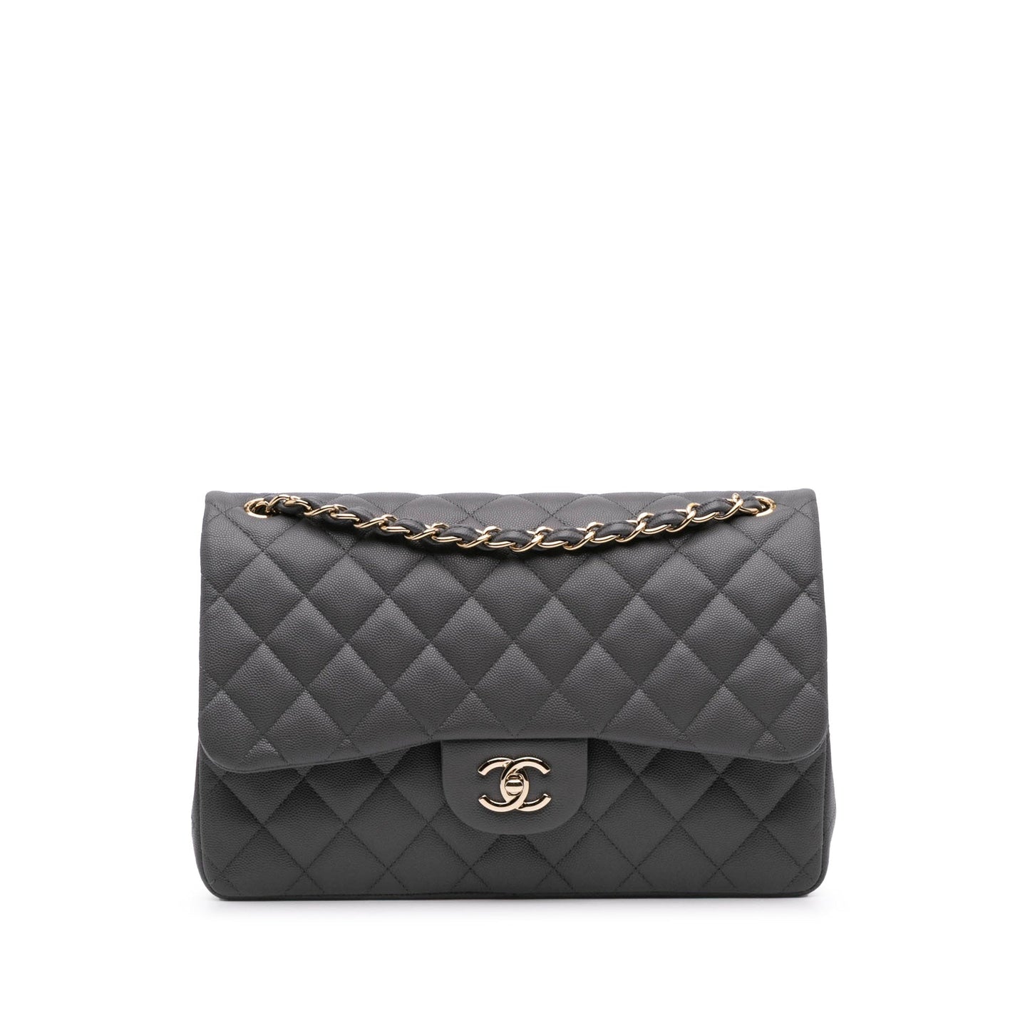 Chanel Jumbo Classic Caviar Double Flap Gray