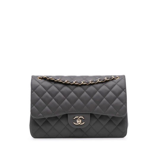 Chanel Jumbo Classic Caviar Double Flap Gray