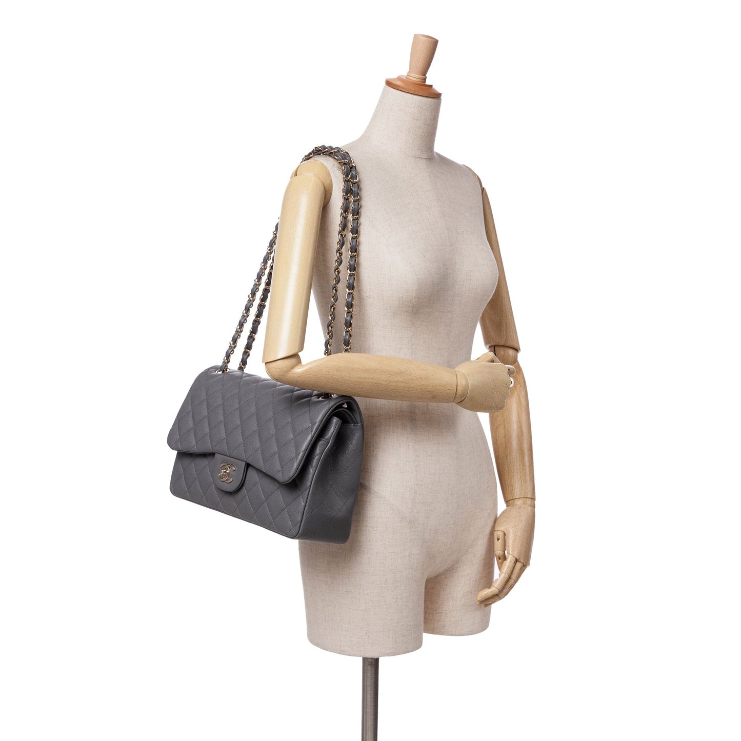 Chanel Jumbo Classic Caviar Double Flap Gray